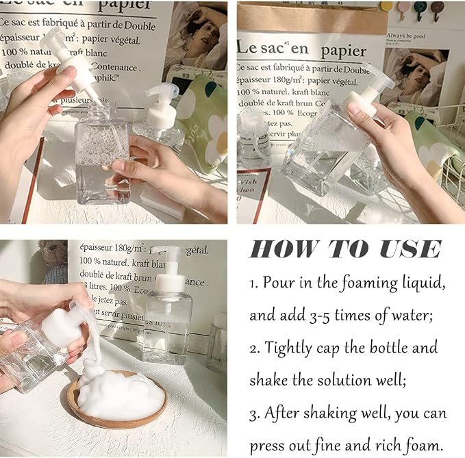 Foaming Soap Dispenser, 450ml Refillable Modern Square Pump Bottle - Image 4