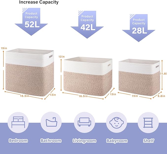 OIAHOMY Storage baskets for Shelf, Toy Storage Basket, Collapsible Storage Bins - Image 2