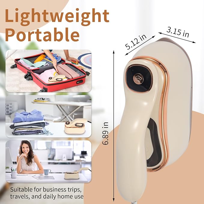 Portable Steam Iron for Clothes for Travel & Home, Handheld Garment Steamer & - Image 6