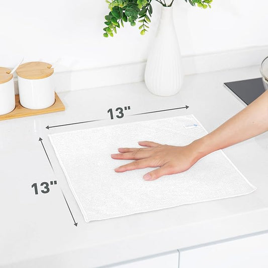 White Microfiber Cleaning Cloth 13"x13", Ultra Soft Absorbent Microfiber - Image 2