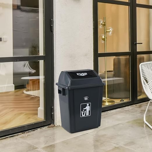 6 Gallon Plastic Swing Lid Garbage Can, Office Trash Can - Image 5