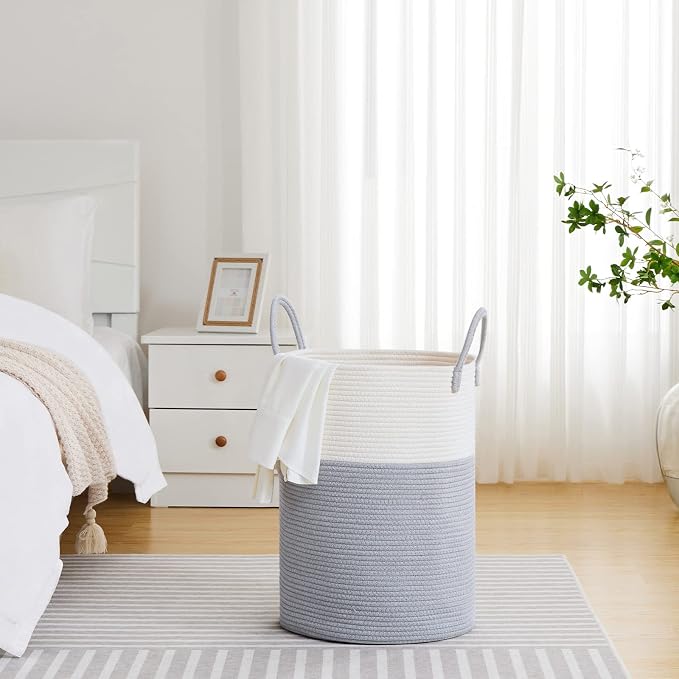 VIPOSCO Large Laundry Hamper, Tall Woven Rope Storage Basket - Image 4