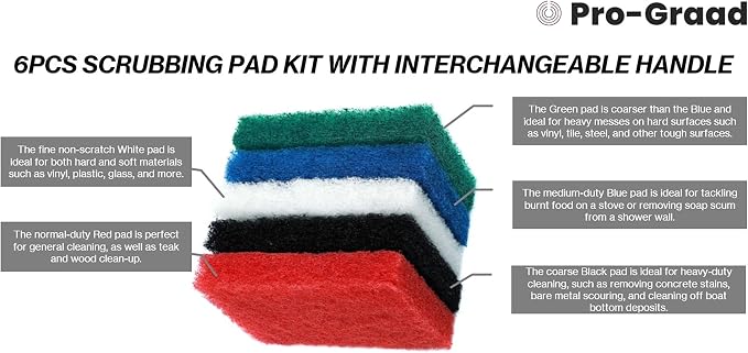 6pcs Scrubbing Pad Kit Interchangeable Reusable Handle | 5 Different Scrubbing - Image 5