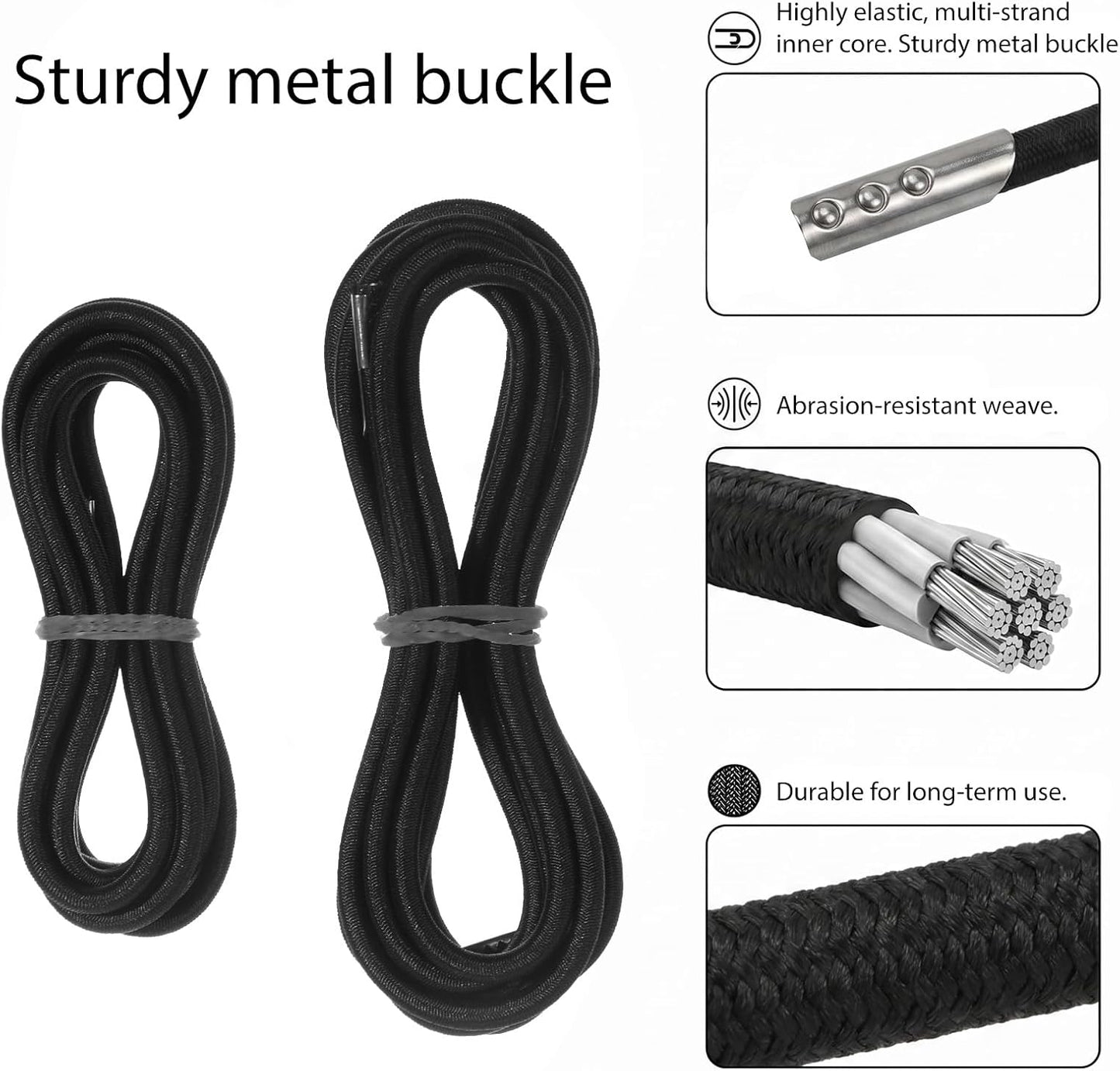 Heavy Duty Replacement Bungee Cords, 4 Pack Elastic Straps Repair Kit for Zero Gravity Chairs, Patio Recliners, Lounge, Lawn and Beach Furniture