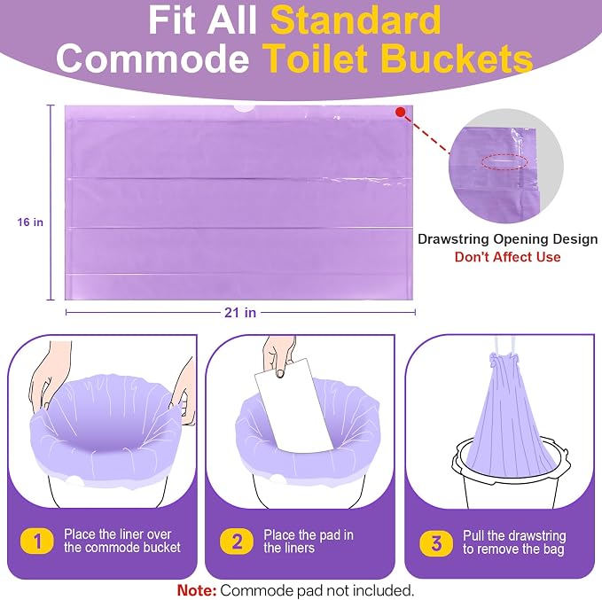 100 Commode Liners for Bedside Commode, Thickness Leakproof Disposable Portable - Image 5