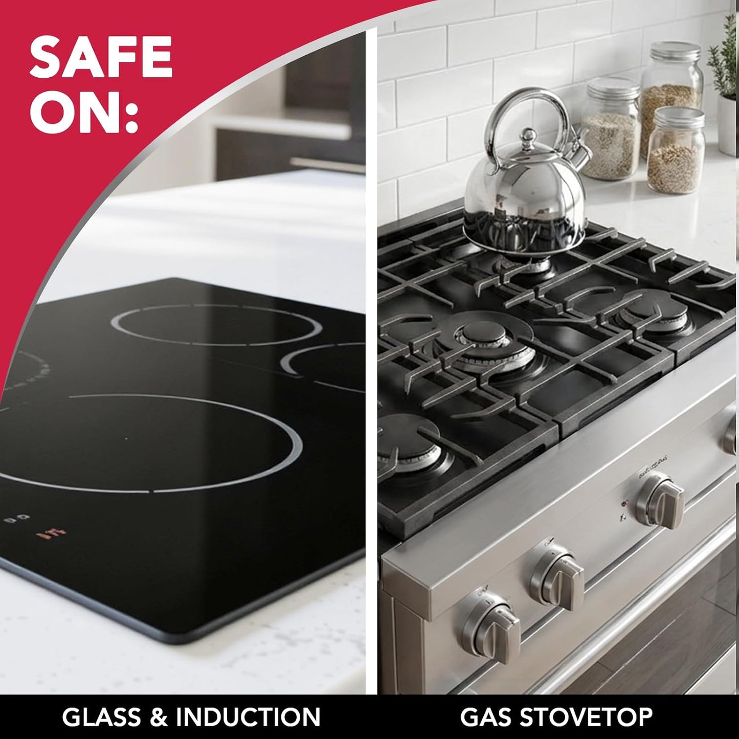 Weiman 3 Count Cooktop Scrubbing Pads, Removes Burnt-on Food, Scratch Free | Non-Abrasive for Burnt-On Food & Grease, Safe for Ceramic, Electirc, Gas & Induction Cooktop, Sink, Showers, Dishes & Tub