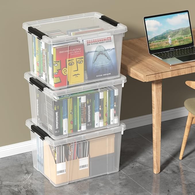 4 Pack Large Clear Plastic Storage Bins - Image 6