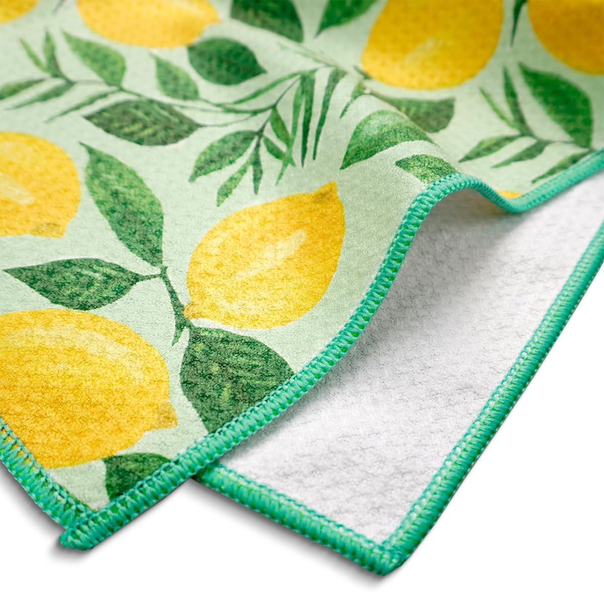 KAF Home Haven Kitchen Tea Towel - Set of 2 Quick Drying Microfiber Cloth Towels - 18 x 30 - Lemons