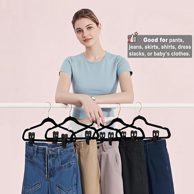 Hanger Clips Perfect for Velvet Hangers, Non-Slip Plastic Clips Pant Skirt - Image 5