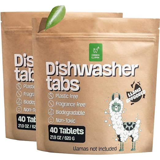 Green Llama Dishwasher Tablets: Fragrance-Free, Compostable Packaging, Leaping by GreenLlama