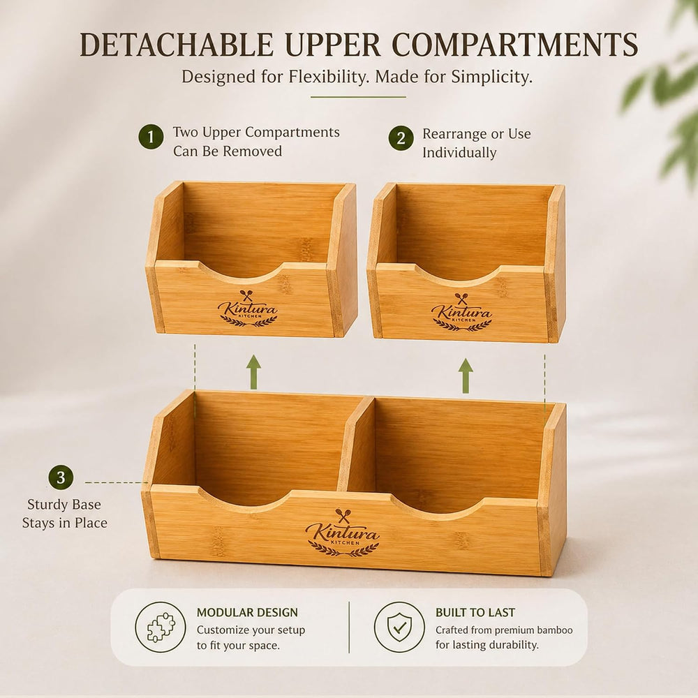 Stackable Bamboo Pantry Storage Bins, Potato Onion Storage Organizer, 3-Tier ...