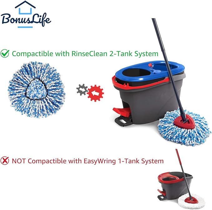 BonusLife 4-Pack Mop Head for O-Ceda RinseClea Spin Mop Refill 2-Tank System - Image 2