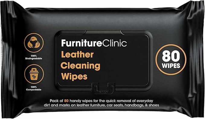 Furniture Clinic Leather Cleaning Wipes | 80 Count | Clean & Restore Leather & by FurnitureClinic