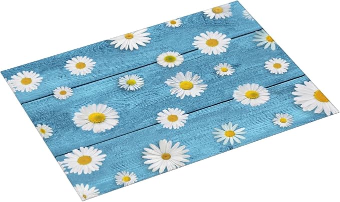Daisies On Vintage Blue Wood Dish Drying Mats - Image 2