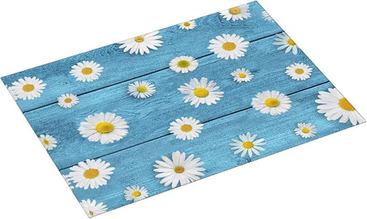 Daisies On Vintage Blue Wood Dish Drying Mats - Image 2