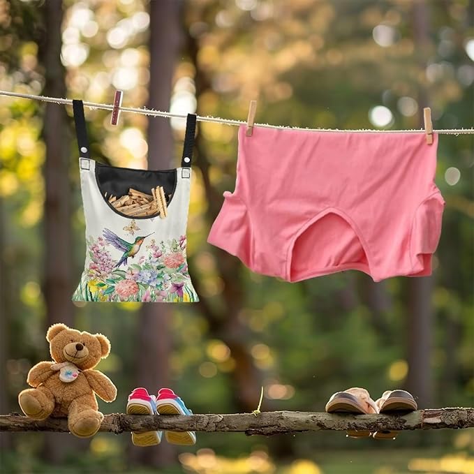 Hummingbird Handy Clothespin Bags Floral Space-Saving Clothespin Storage Hanger - Image 4