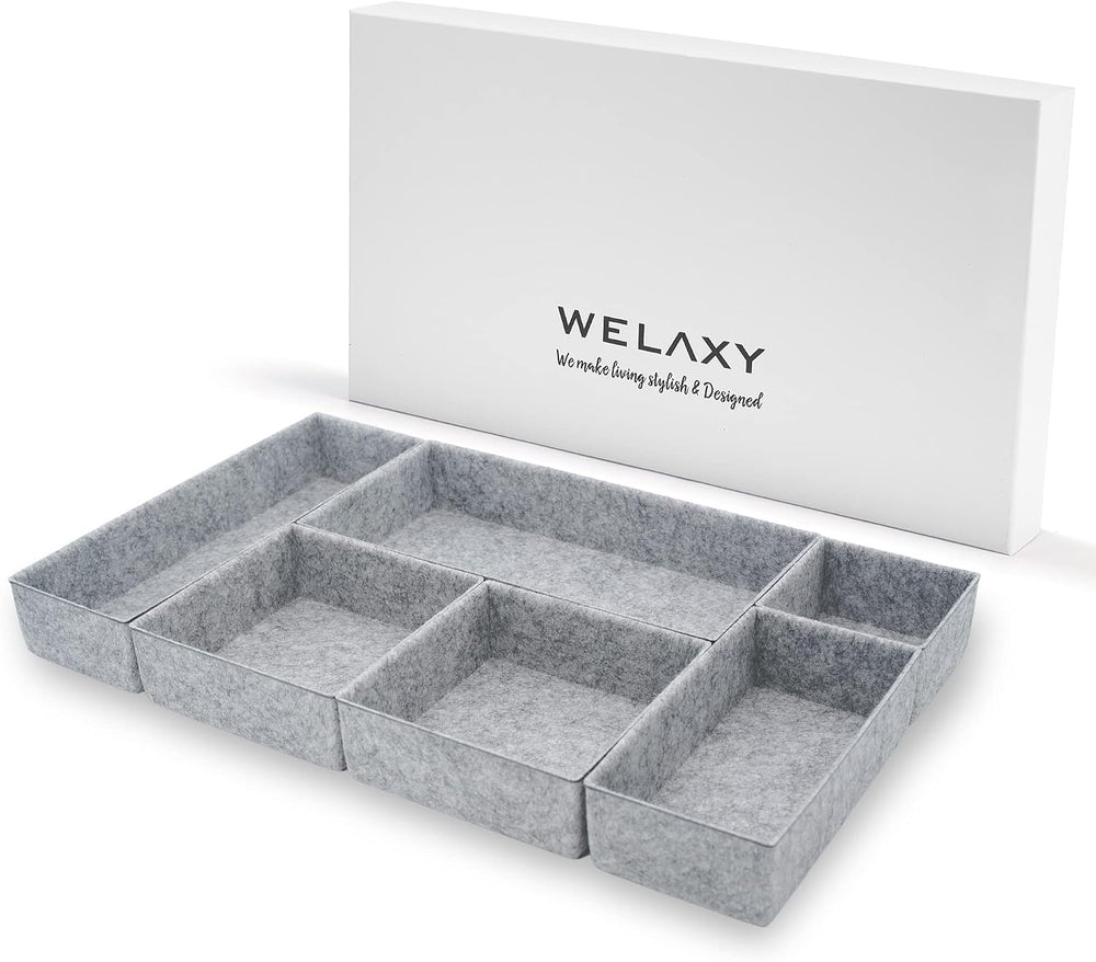 Welaxy Deluxe drawer organizers multi-purpose storage box junk bins for offic...