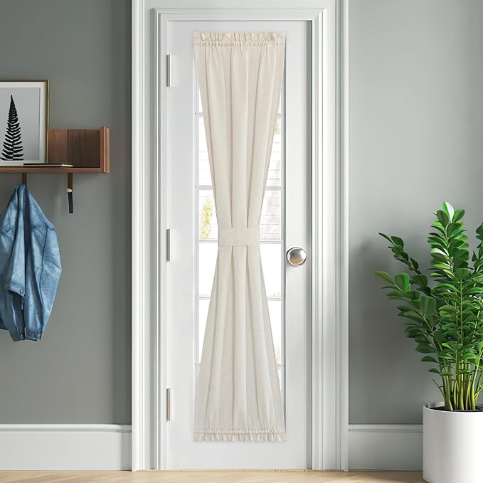 NICETOWN Door Window Curtains 80 inch Length, Farmhouse Linen Textured Front by NICETOWN