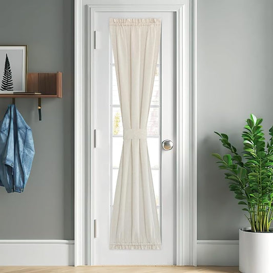 NICETOWN Door Window Curtains 80 inch Length, Farmhouse Linen Textured Front by NICETOWN