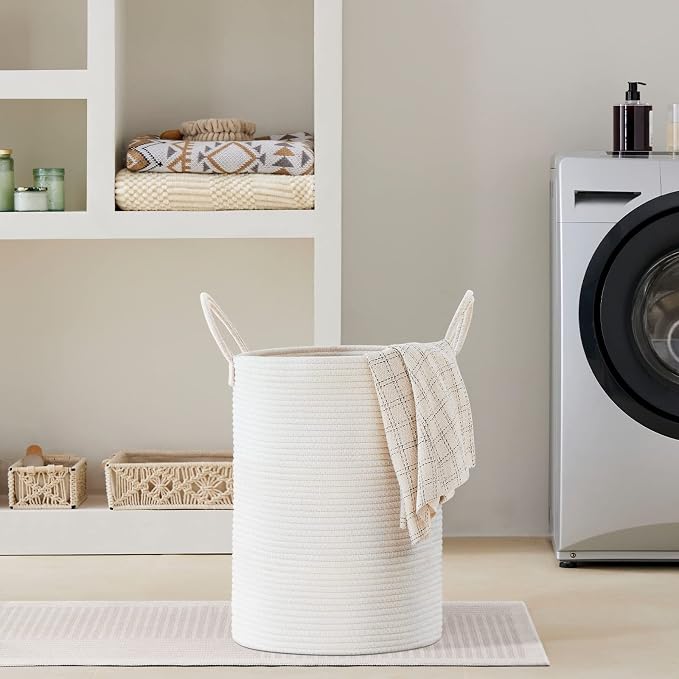 VIPOSCO Large Laundry Hamper, Tall Woven Rope Storage Basket - Image 7