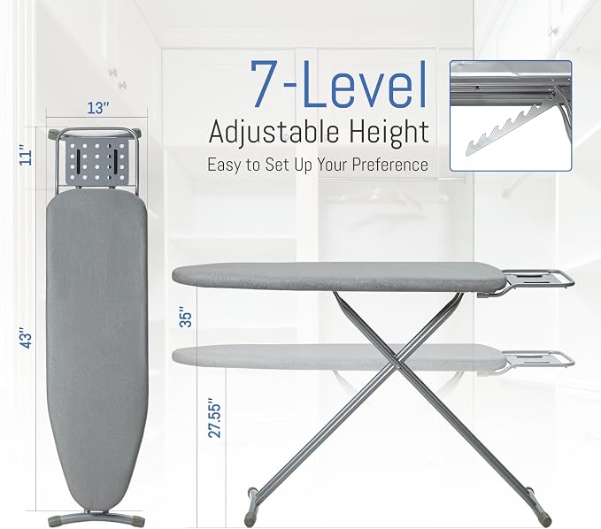 Ironing Board Full Size, BlissBoard 43"x13" Sturdy Heavy Duty Iron Board - Image 2
