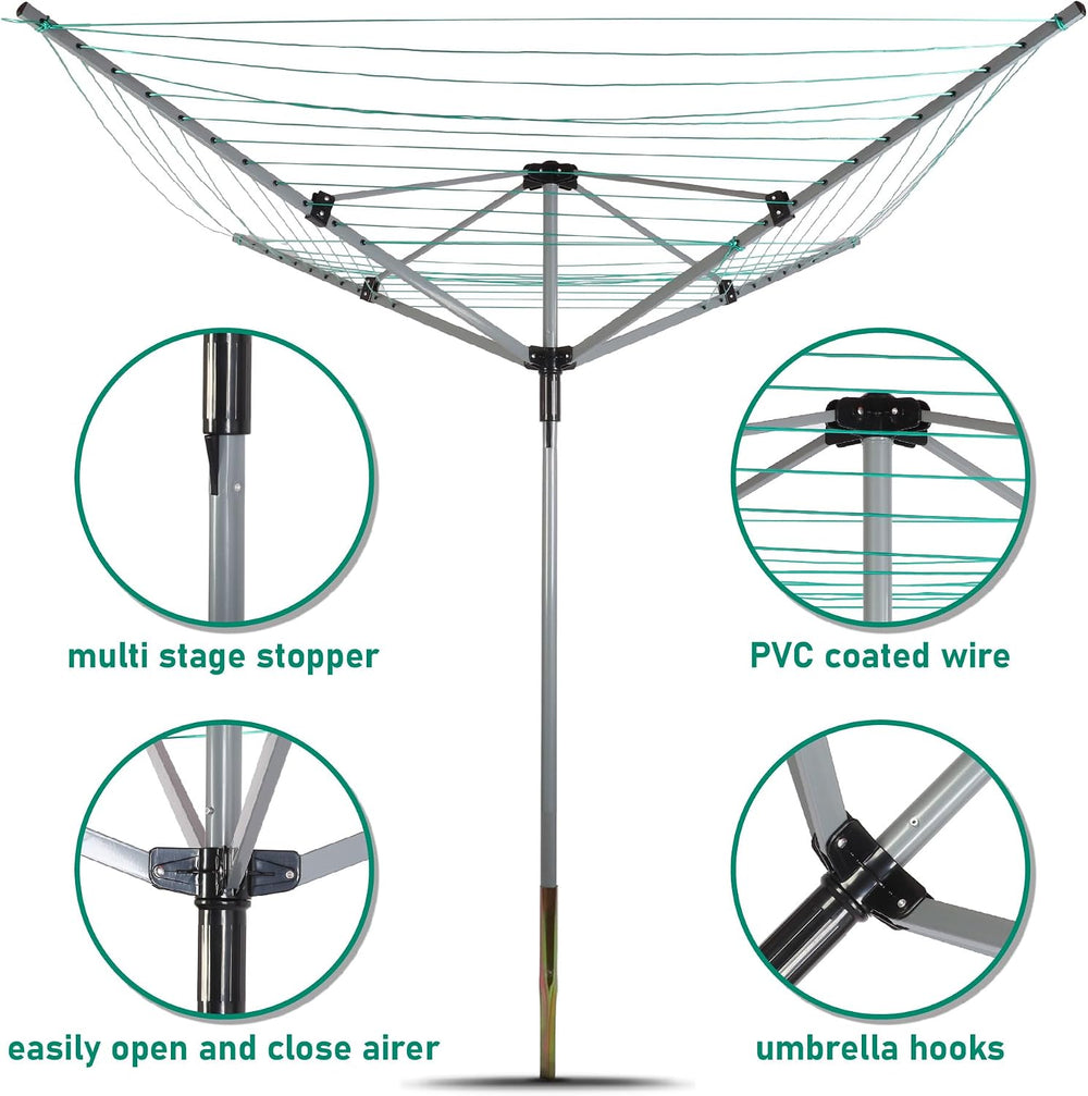 Umbrella Drying Rack Outdoor Umbrella Clothesline Rotary Retractable Clothes ...
