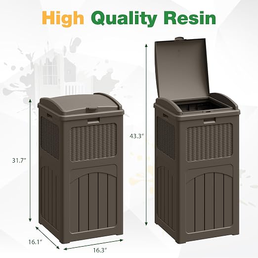 Flamaker 30 Gallon Trash Can, Resin Outdoor Garbage Can - Image 5
