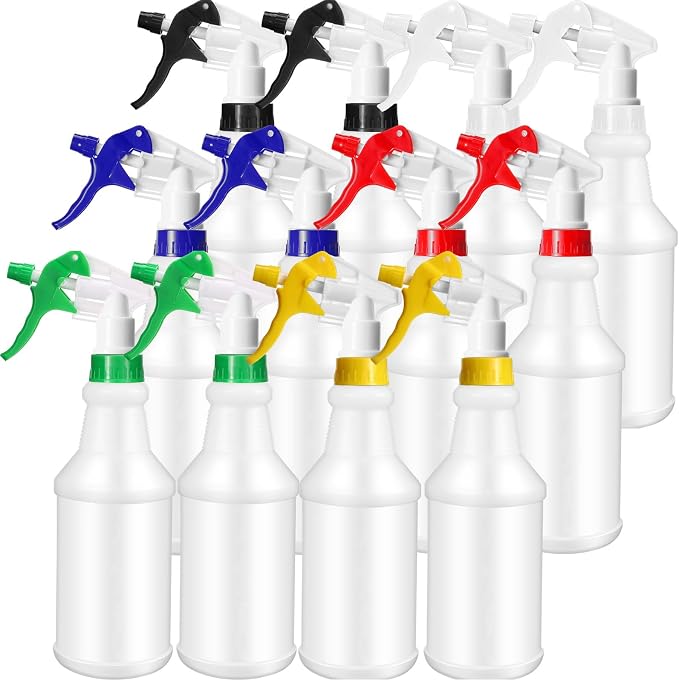 Eccliy 12 Pcs 16 Oz Plastic Spray Bottle, Adjustable Empty Reusable Sprayer by Eccliy
