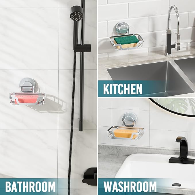 TAILI Soap Holder Bar Dish Suction Cup, Bar Shampoo Rack - Image 4