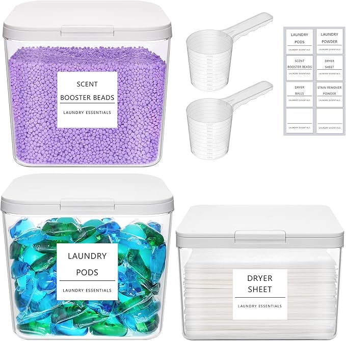 Lifewit 2+1 Laundry Pods Container & Dryer Sheet Holder, Large Powder Detergent by Lifewit