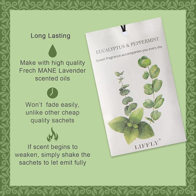 14 Packs Eucalyptus Peppermint Scented Sachets fit Drawers and Closets - Image 2