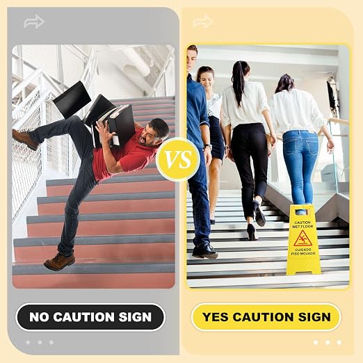 Macarrie 12 Pack Caution Wet Floor Sign Wet Floor Double Sided Cuidado Piso - Image 5
