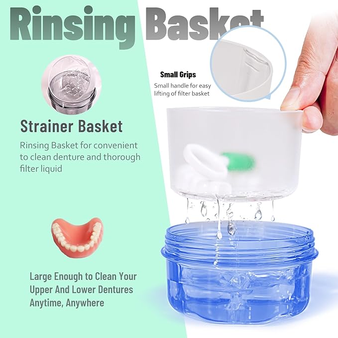 Leak Proof Portable Denture Bath Case Denture Cleaning Cup, False Teeth Holder - Image 5
