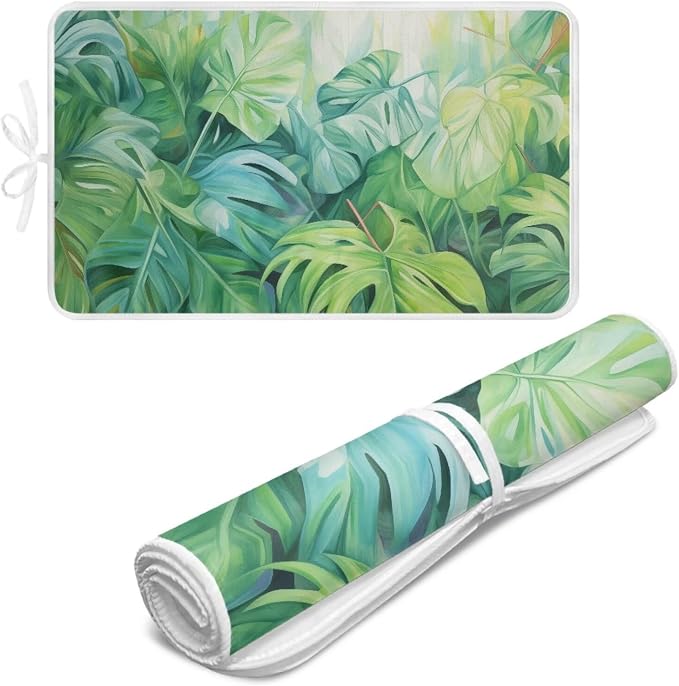Green Ironing Mat Portable Ironing Pad Monstera Leaf 32 x 16 Inch Large Ironing by Unknown