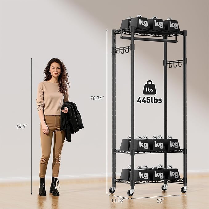 Clothes Rack, Clothing Rack for Hanging Clothes, 3 Tiers Adjustable Closet - Image 4