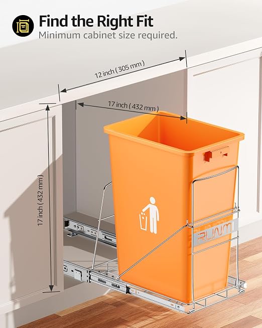 Pull Out Trash Can Under Cabinet，Heavy Duty Slide-Out Cabinet Kit, Adjustable - Image 2