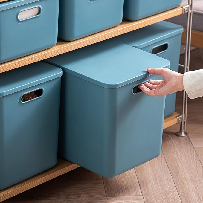 Plastic Storage Bins with lids, Storage Baskets, Container with handle - Image 4