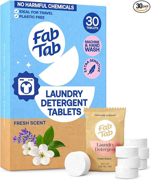 Fab Tab Laundry Detergent Tablets, Plant-Based Formula, Removes Tough Stains by FabTab