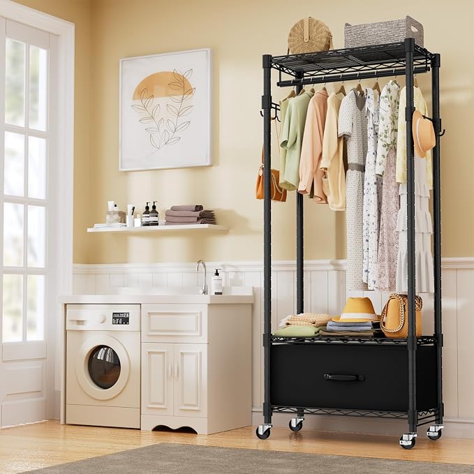 Clothes Rack, Clothing Rack for Hanging Clothes, 3 Tiers Adjustable Closet - Image 2