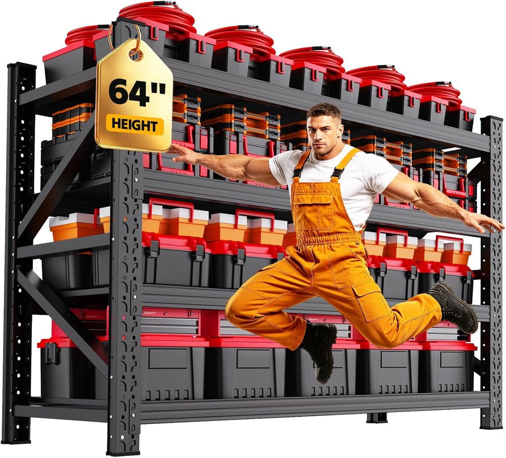 69" W Storage Shelves, 4T Adjustable Garage Shelving Unit, Rust Proof La...
