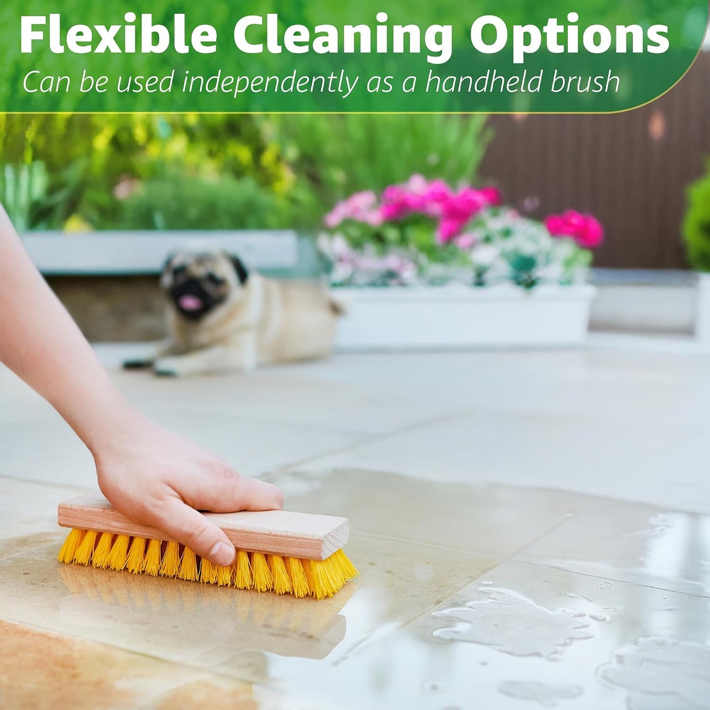 Deck Scrub Brush Head 7.87" - Heavy Duty Concrete & Wooden Deck Scrub Brush With Hard Nylon Bristles