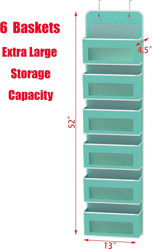 Simple Houseware 6 Clear Window Pocket Over Closet Door Storage Hanging - Image 2