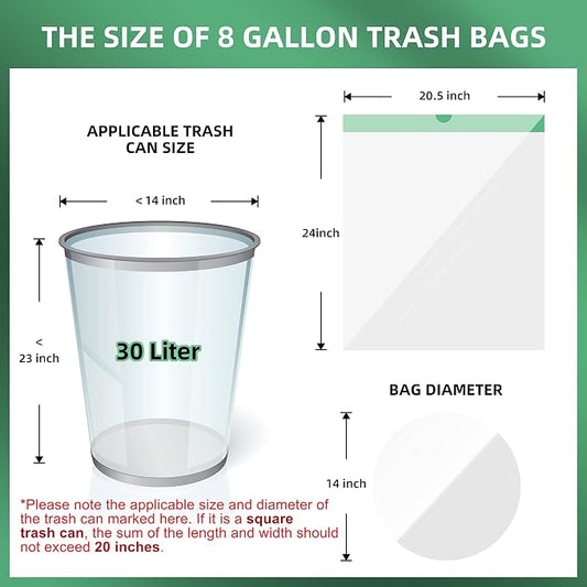 8 Gallon Trash Bag 120 Count, Unscented Strong Drawstring Garbage Bag Fit 30 - Image 2