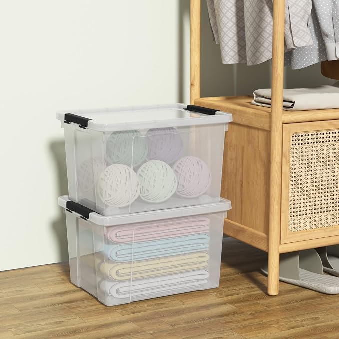 Set of 4 Plastic Latch Storage Bins - Image 5