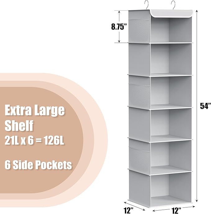 Simple Houseware 6 Shelf Hanging Closet Organizer - Image 3