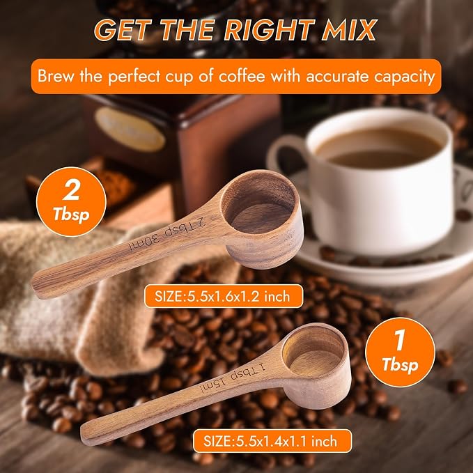 Wooden Coffee Scoop Wooden Measuring Spoons, 5.5 Inch Measuring Scoop Wooden - Image 5