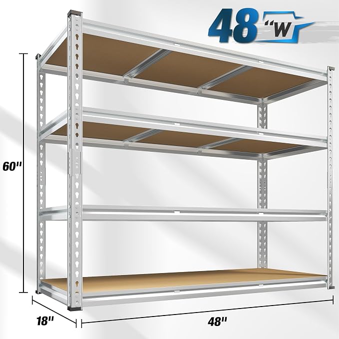 REIBII Garage Shelving, 4 Tier Storage Shelves Load 2000LBS, Adjustable Garage - Image 2
