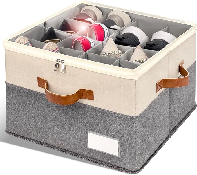 Shoe Organizer for Closet, Foldable Shoe Storage Bins by RONCHIL