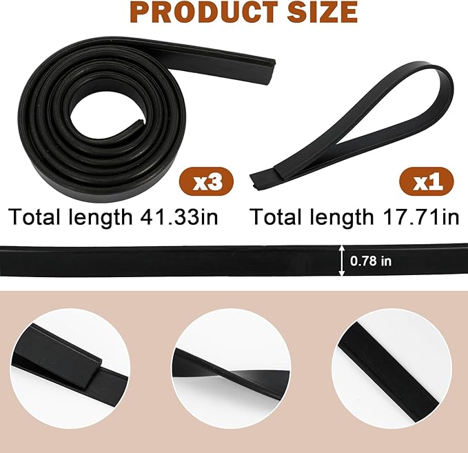 4 Rolls Rubber Replacement Blades, 41 Inch Squeegee Blade x3, 18 Inch x1 - Image 2