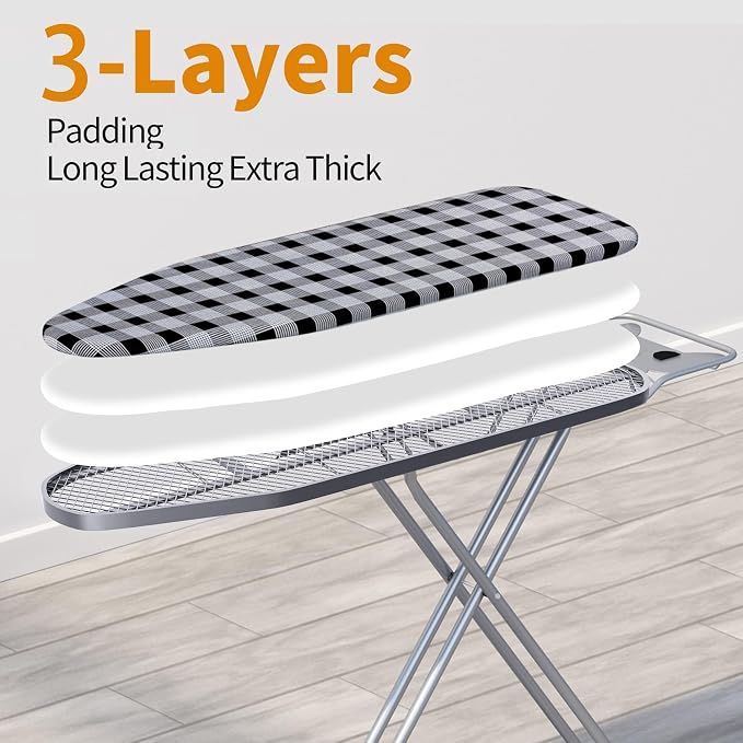 Ironing Board 13" X 43" W/Extra Thick Heavy Duty Padded Cover, Height Adjustable - Image 5